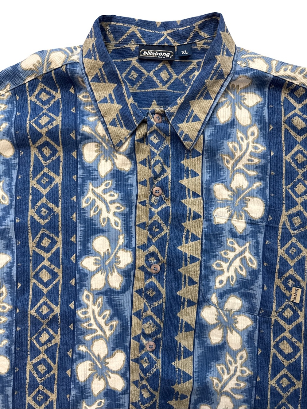 Vintage Billabong Men’s Blue Button Up Shirt XL Short Sleeve Hawaiian USA Made